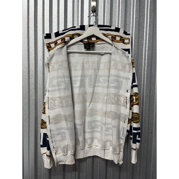 Spree Sport Vintage Collared Zip Sweater Versace Style Chain Link 1992 Mens Sz M - Picture 5 of 7